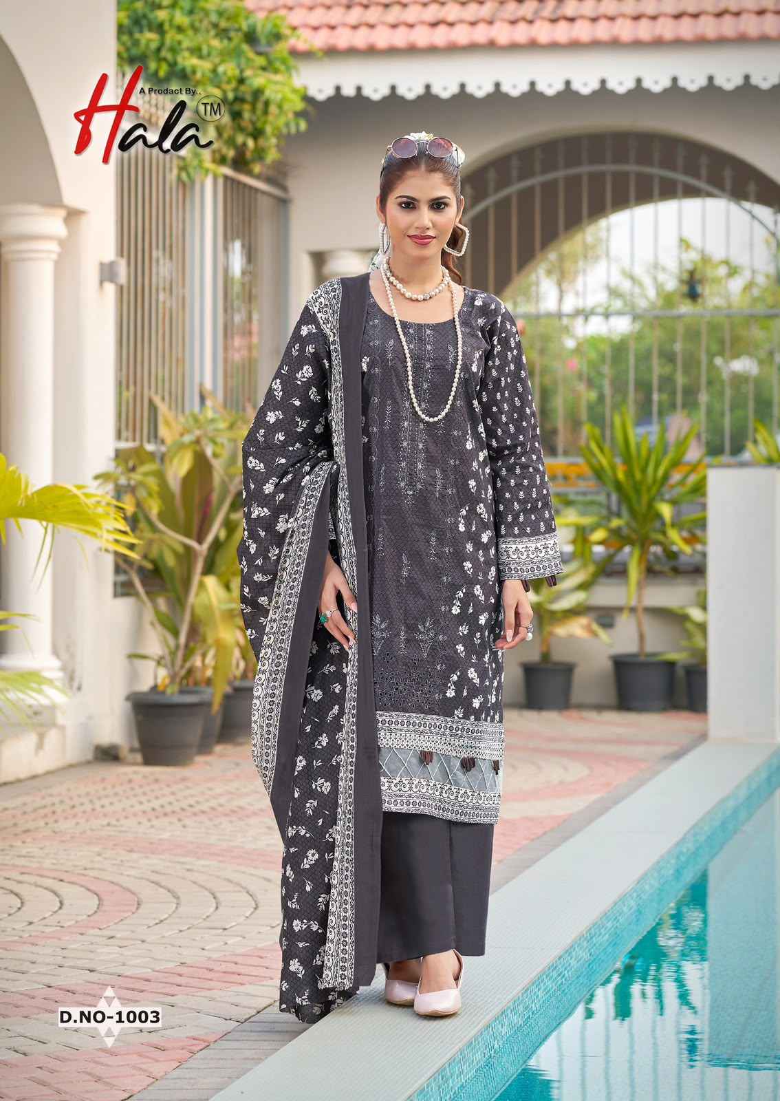 HALA EMBROIDERED PURE LAWN SELF EMBROIDERED WORK DRESS MATERIAL