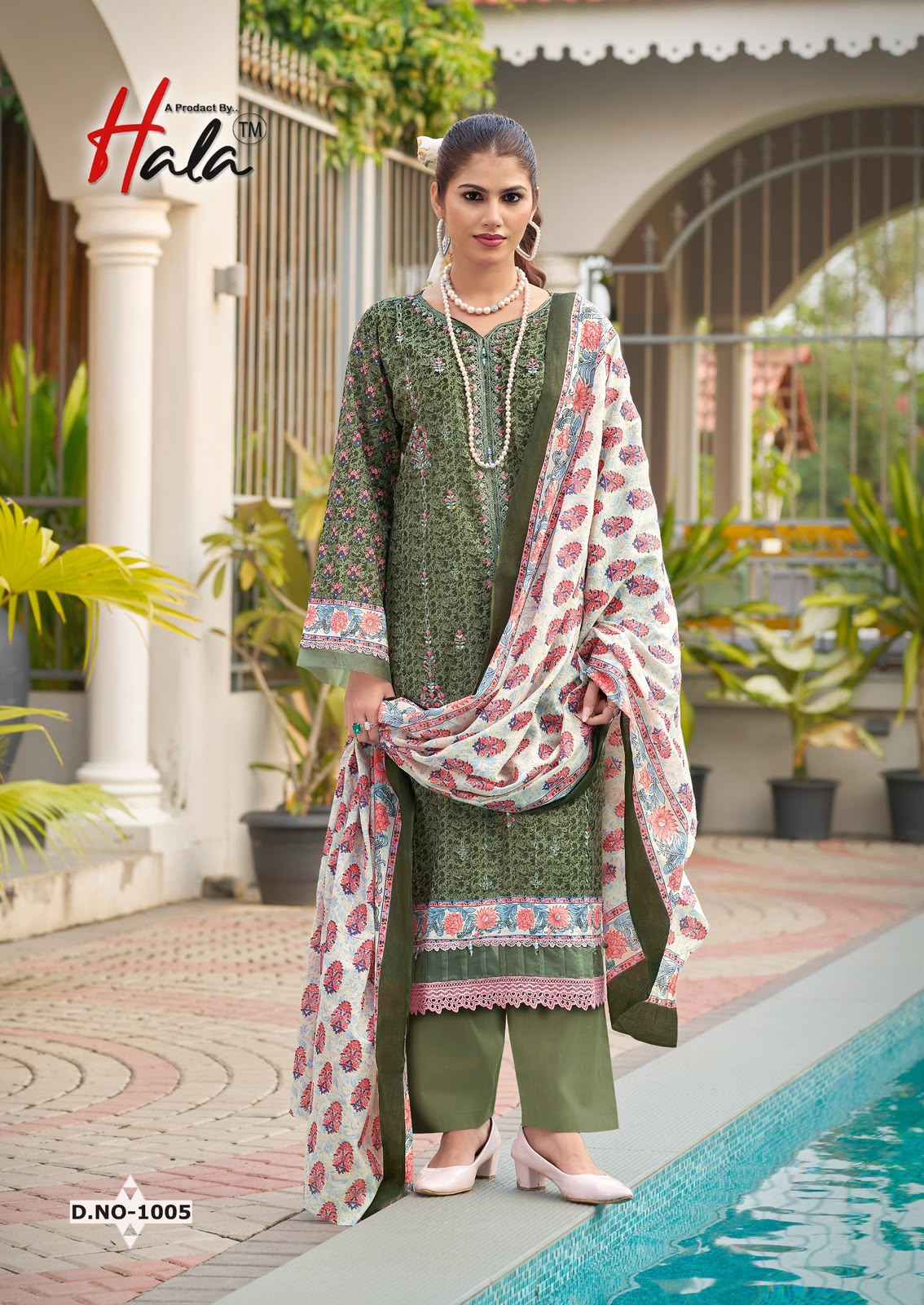 HALA EMBROIDERED PURE LAWN SELF EMBROIDERED WORK DRESS MATERIAL
