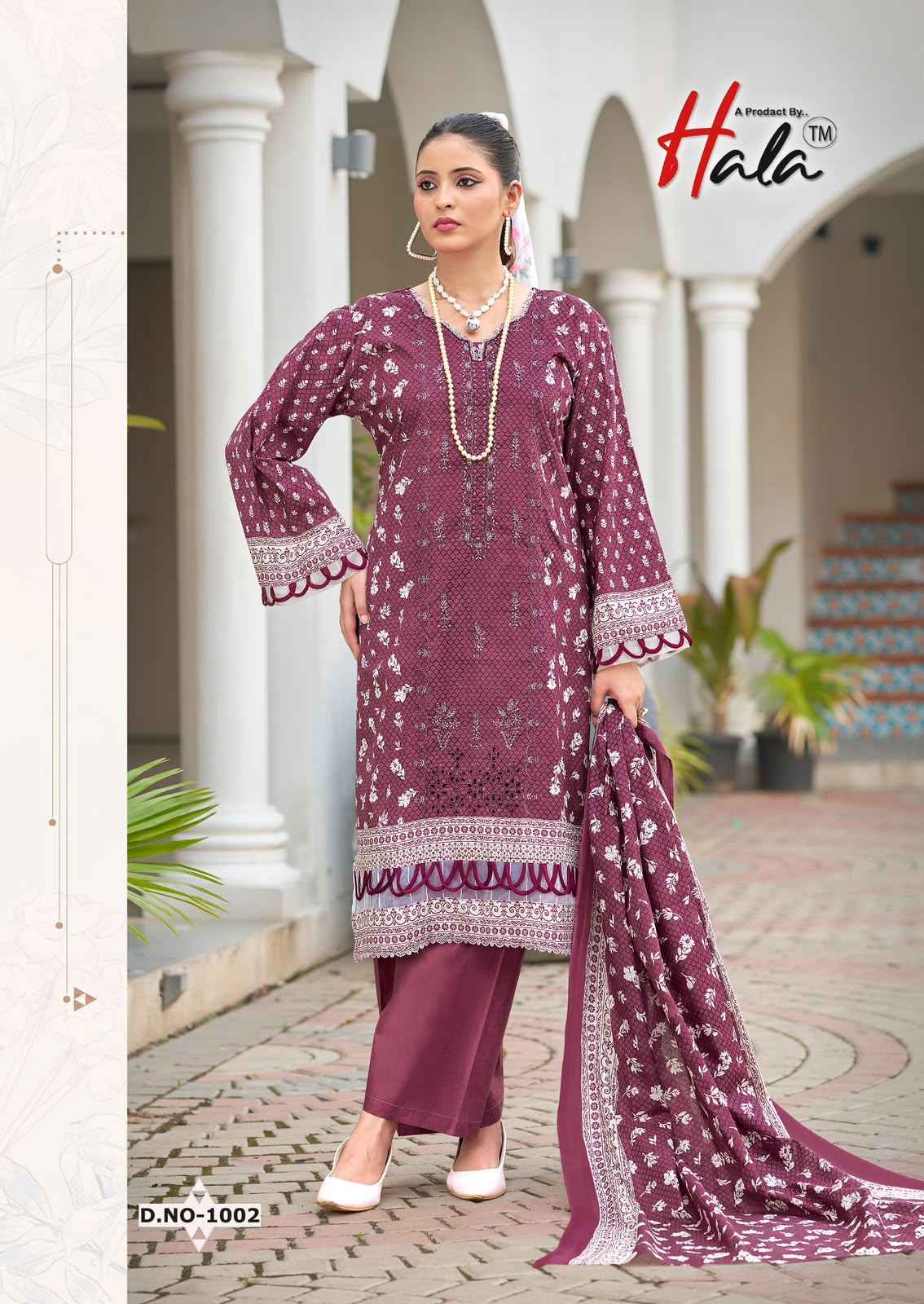 HALA EMBROIDERED PURE LAWN SELF EMBROIDERED WORK DRESS MATERIAL