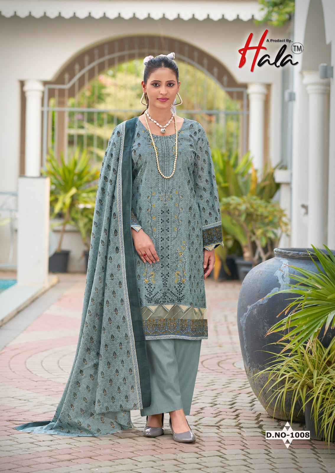 HALA EMBROIDERED PURE LAWN SELF EMBROIDERED WORK DRESS MATERIAL