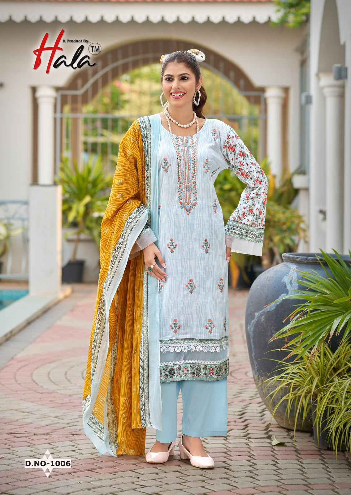 HALA EMBROIDERED PURE LAWN SELF EMBROIDERED WORK DRESS MATERIAL