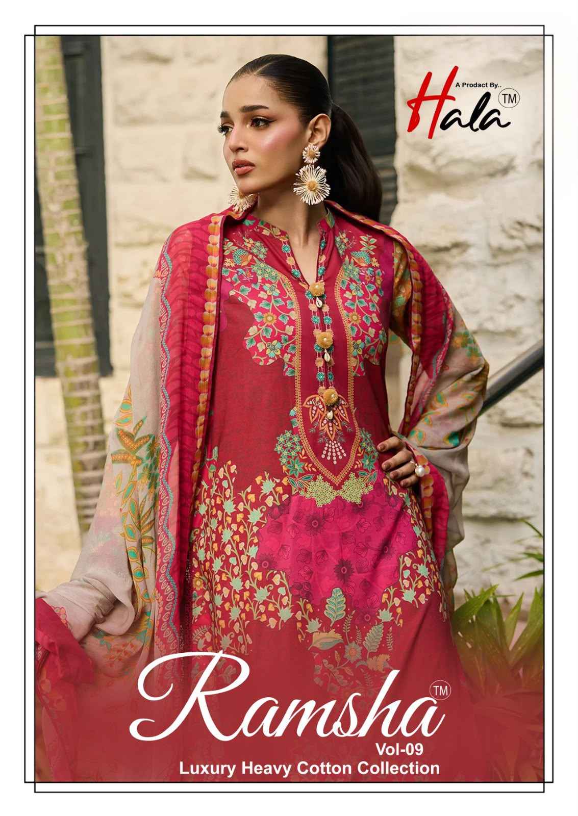HALA RAMSHA VOL-9 HEAVY COTTON PRINTED DRESS MATERIAL 