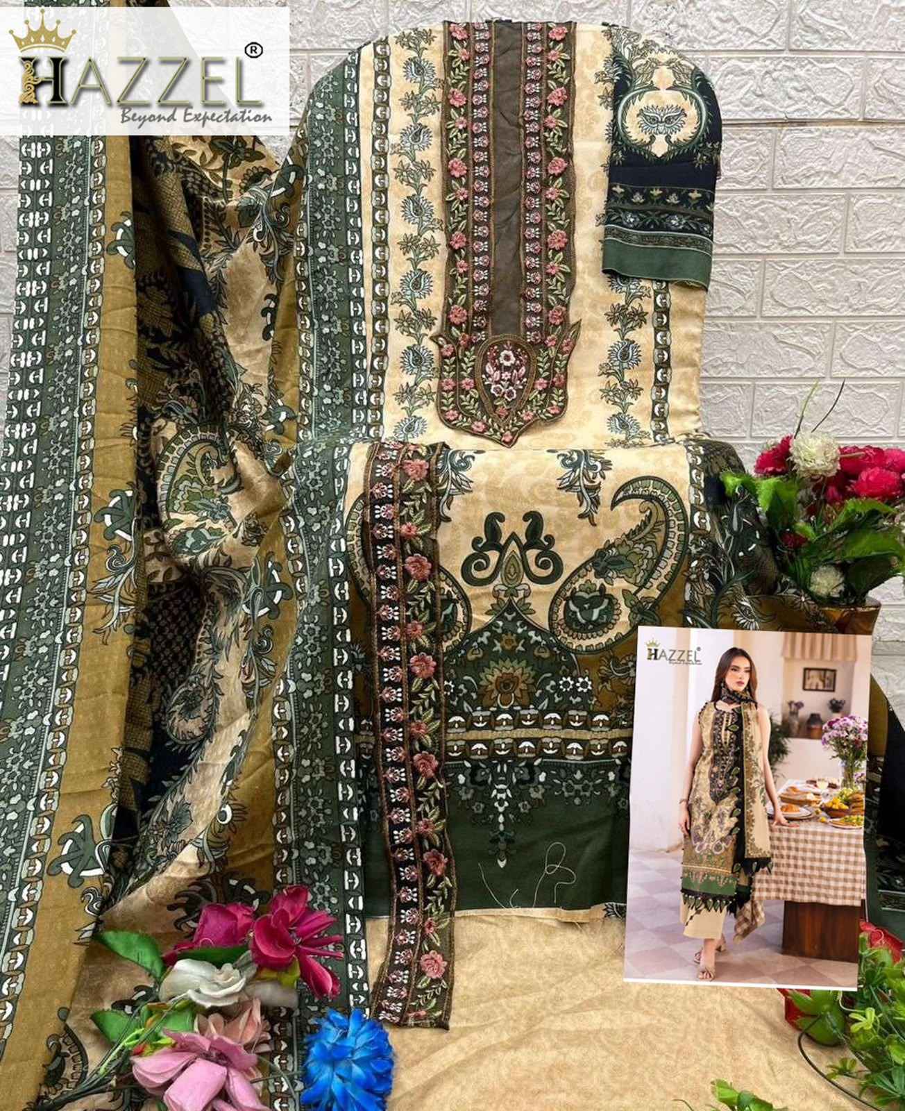 HAZZEL FIRDOUS 0392 & 0393 PURE COTTON PAKISTANI DRESS MATERIAL