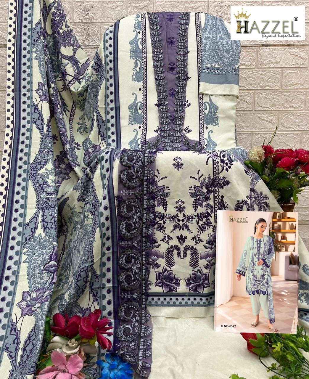 HAZZEL FIRDOUS 0392 & 0393 PURE COTTON PAKISTANI DRESS MATERIAL