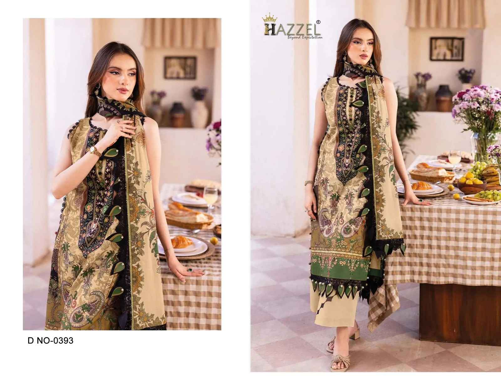 HAZZEL FIRDOUS 0392 & 0393 PURE COTTON PAKISTANI DRESS MATERIAL