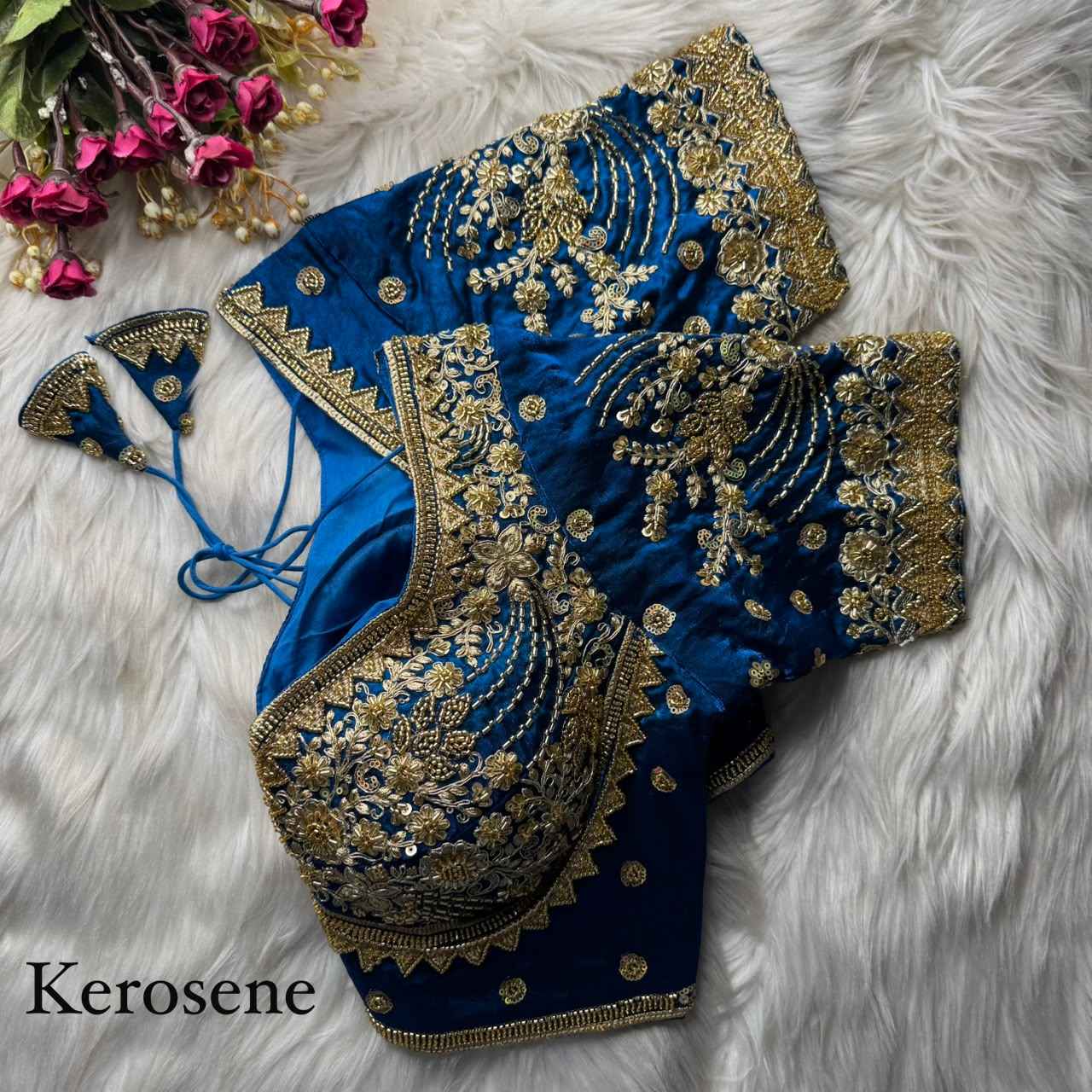 HEAVY PURE SOFT FANDY SILK BEADS WORK SABYASACHI BLOUSE