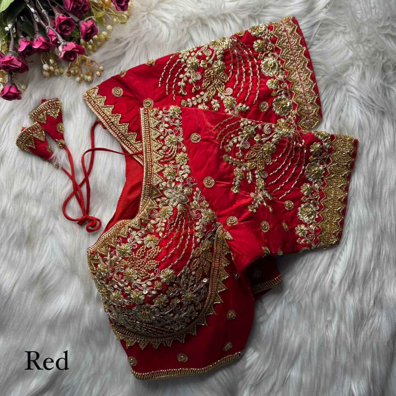 HEAVY PURE SOFT FANDY SILK BEADS WORK SABYASACHI BLOUSE