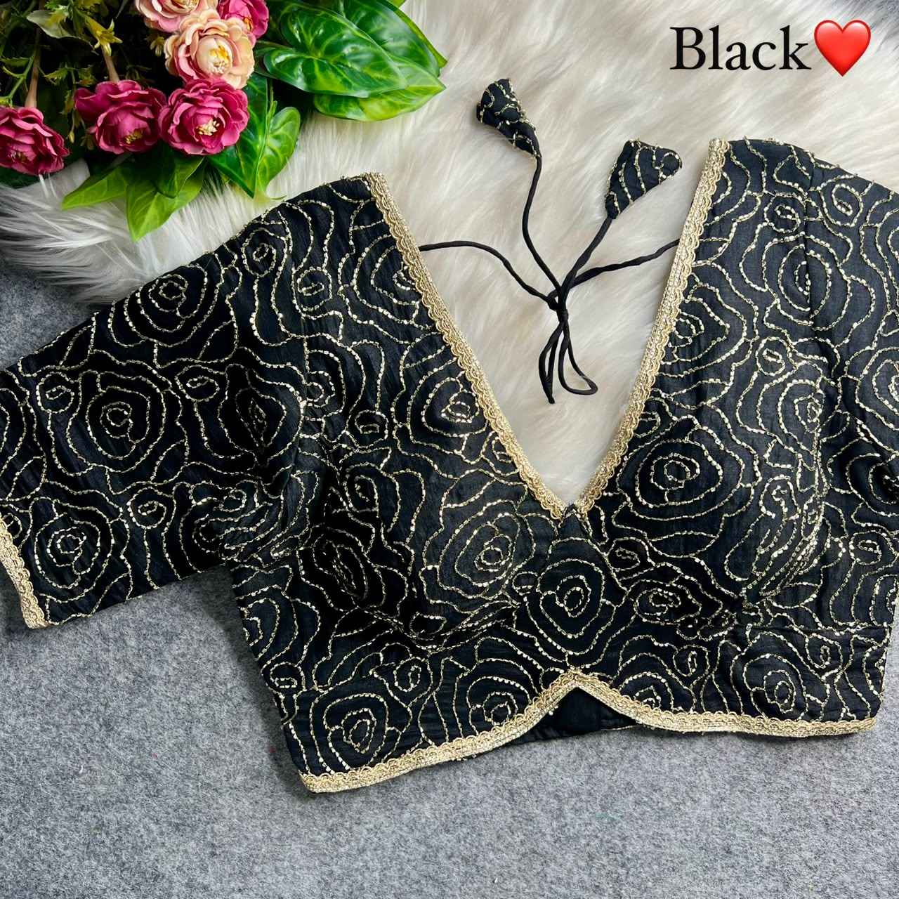 PURE VICHITRA SILK SEQUENCE WORK BLOUSE