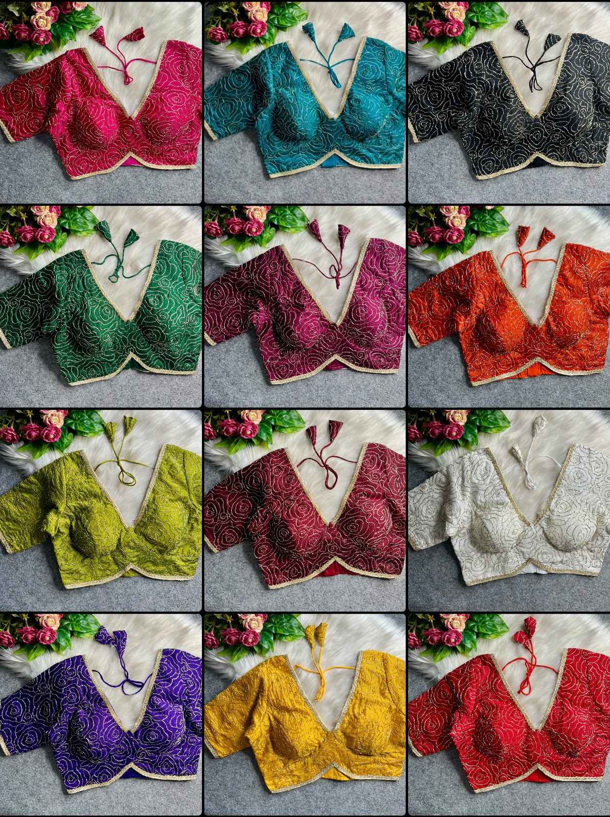 PURE VICHITRA SILK SEQUENCE WORK BLOUSE