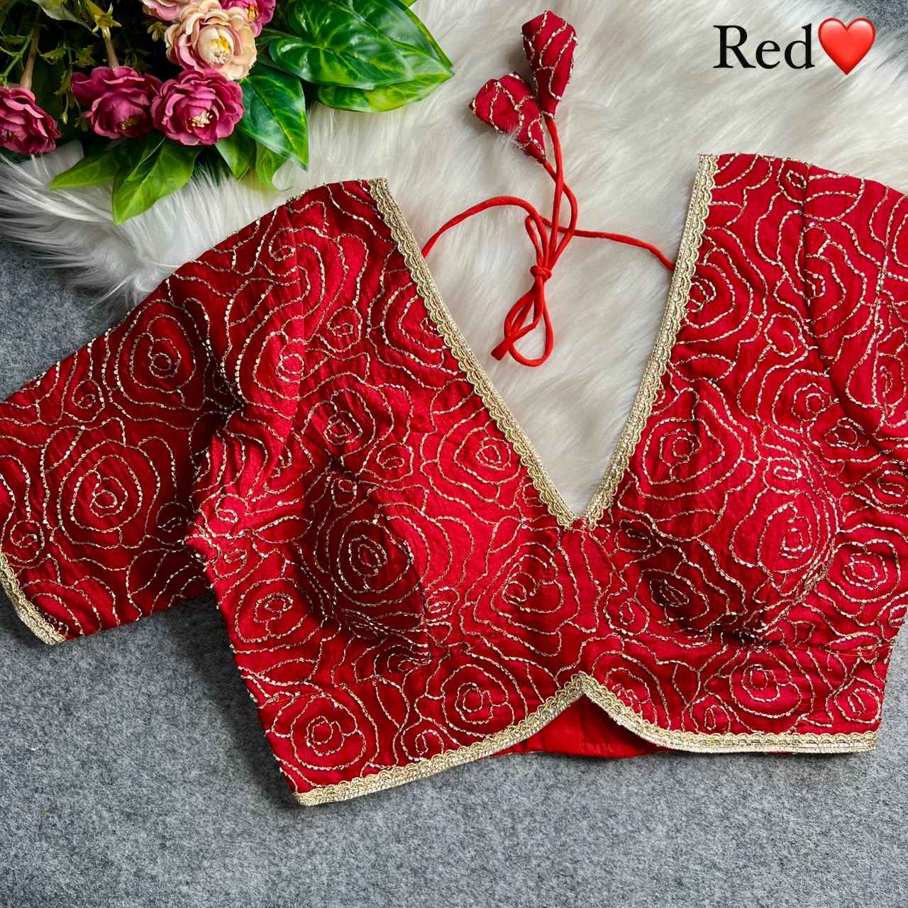 PURE VICHITRA SILK SEQUENCE WORK BLOUSE