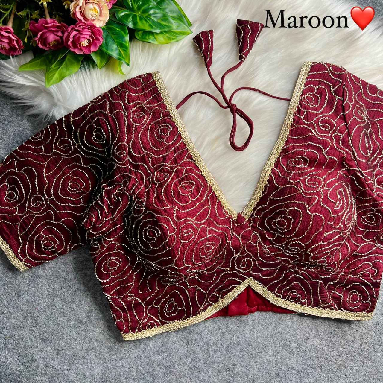 PURE VICHITRA SILK SEQUENCE WORK BLOUSE