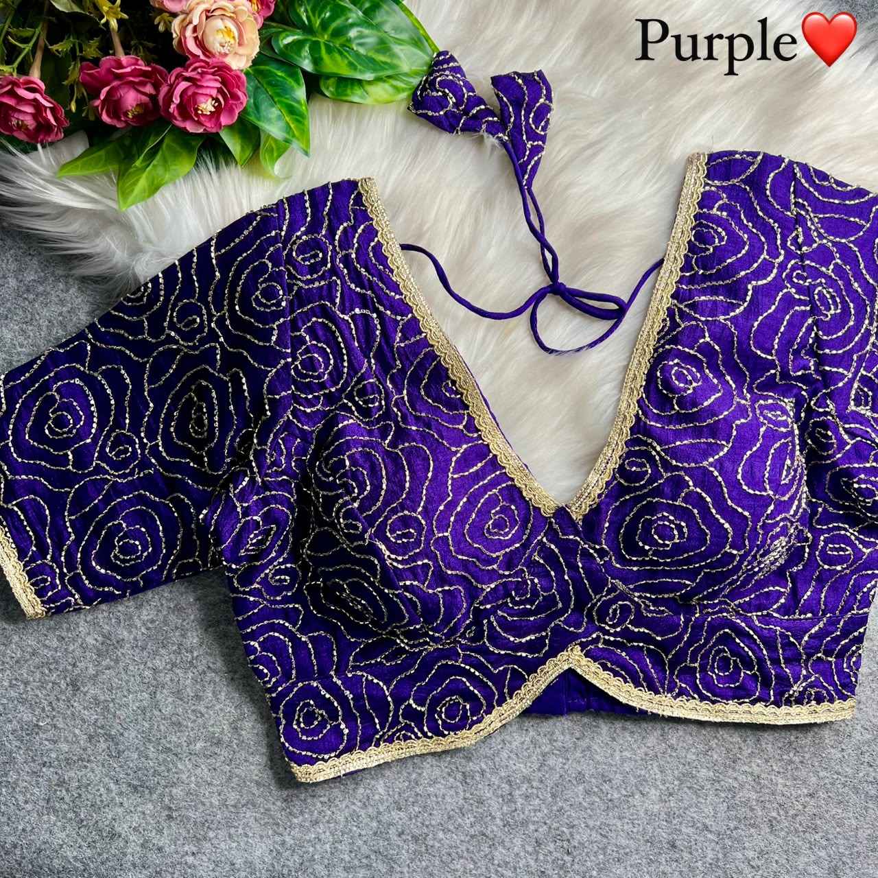 PURE VICHITRA SILK SEQUENCE WORK BLOUSE