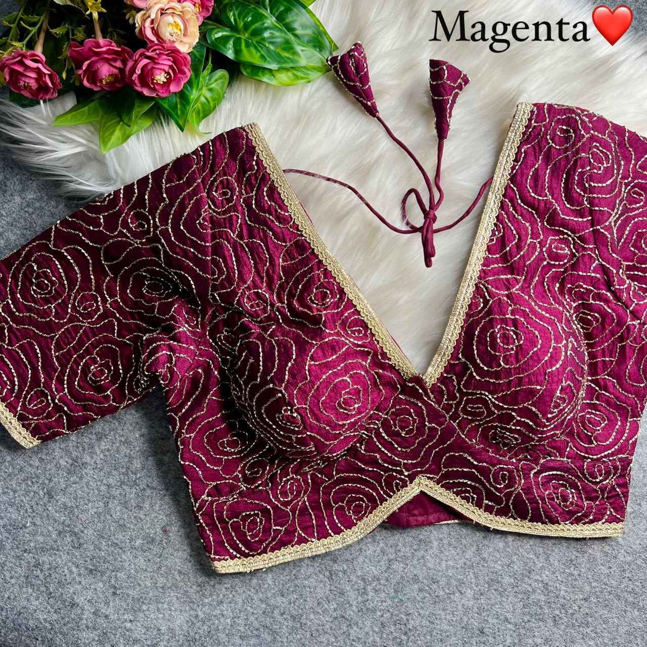 PURE VICHITRA SILK SEQUENCE WORK BLOUSE