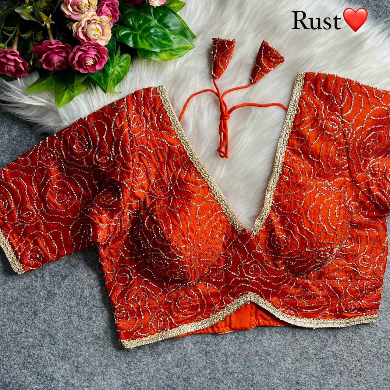 PURE VICHITRA SILK SEQUENCE WORK BLOUSE