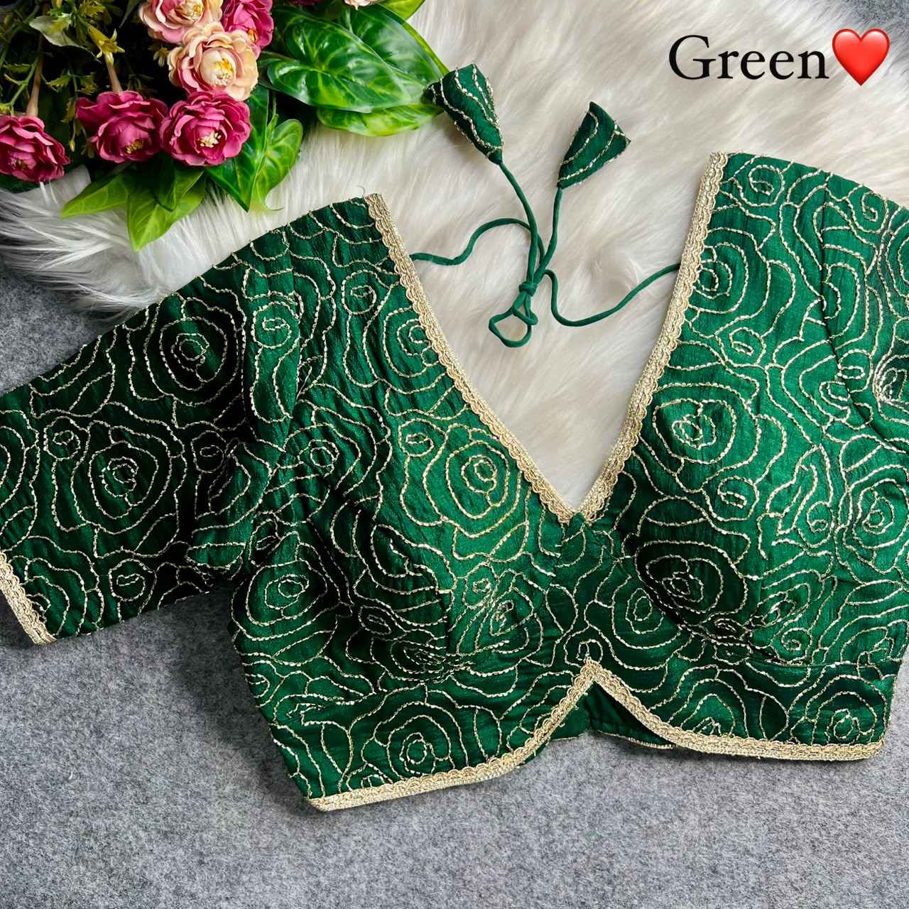 PURE VICHITRA SILK SEQUENCE WORK BLOUSE