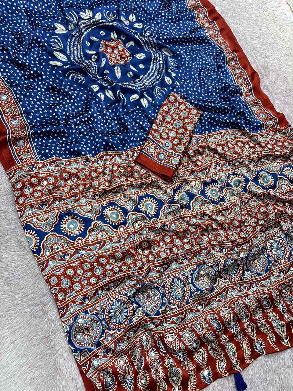 JAPAN SATTIN ORIGINAL MIRROR WORK SAREE 11