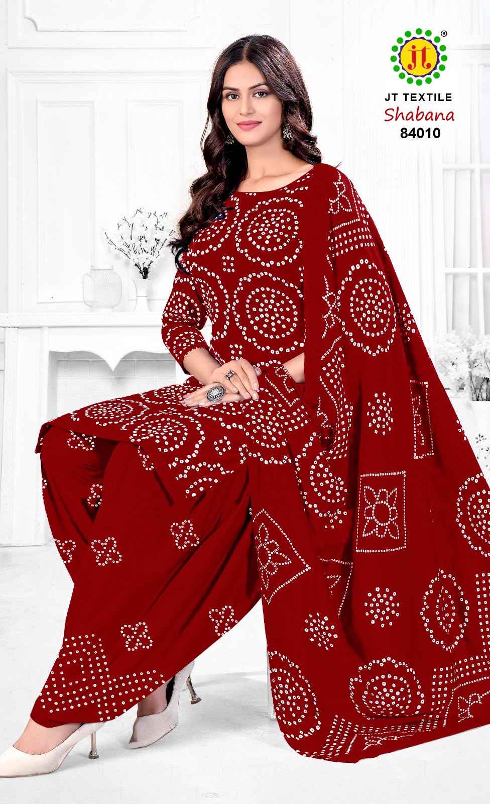 JT SHABANA VOL-84 COTTON BANDHANI PRINTED DRESS MATERIAL 