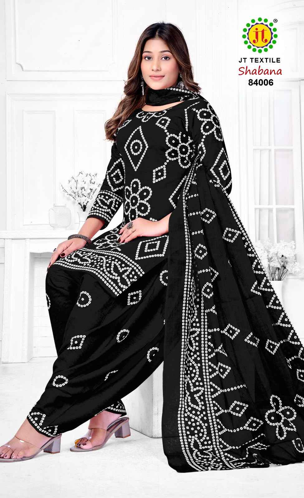 JT SHABANA VOL-84 COTTON BANDHANI PRINTED DRESS MATERIAL 