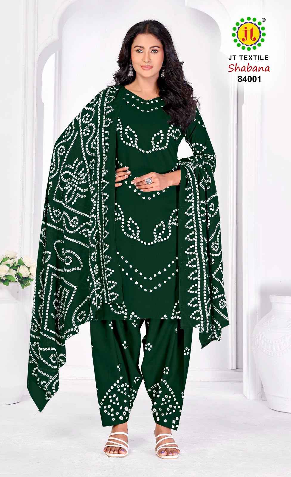 JT SHABANA VOL-84 COTTON BANDHANI PRINTED DRESS MATERIAL 