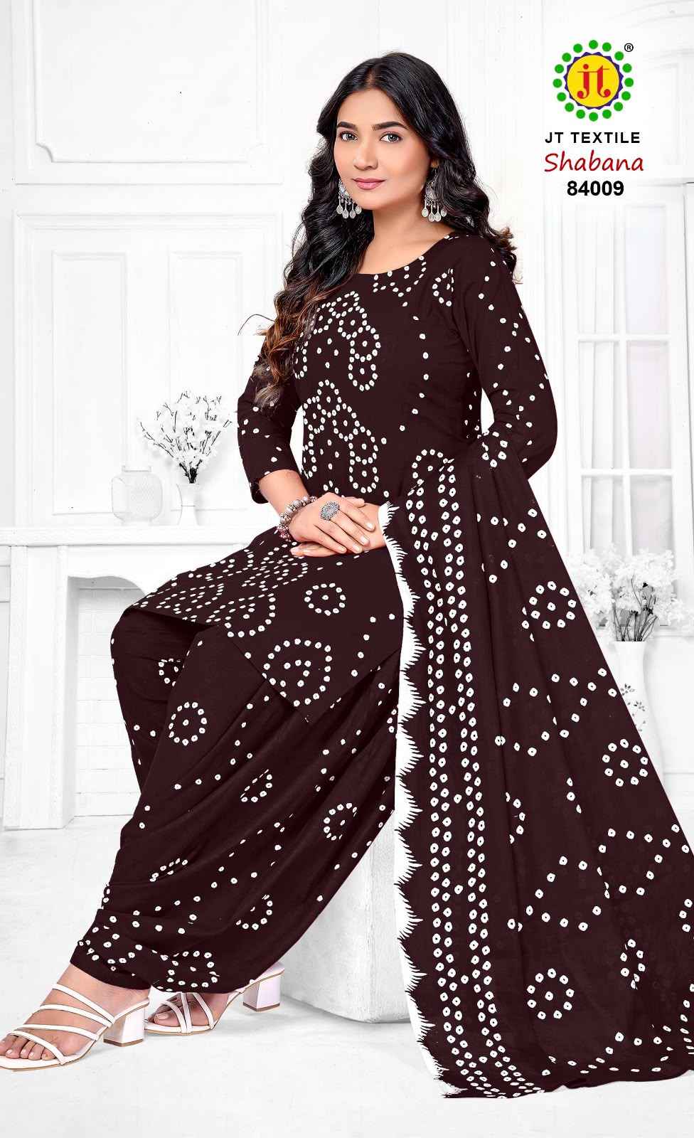 JT SHABANA VOL-84 COTTON BANDHANI PRINTED DRESS MATERIAL 