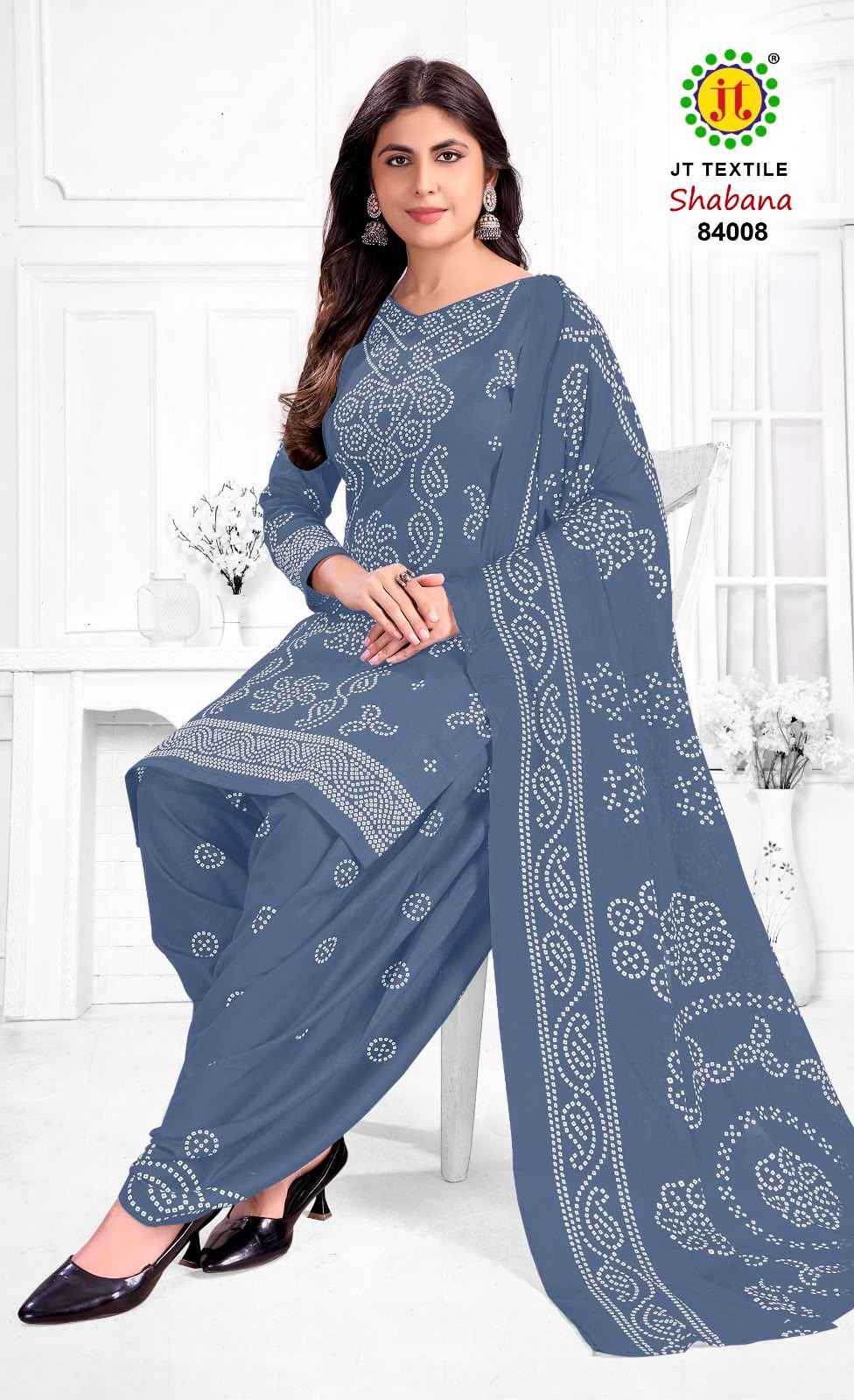 JT SHABANA VOL-84 COTTON BANDHANI PRINTED DRESS MATERIAL 