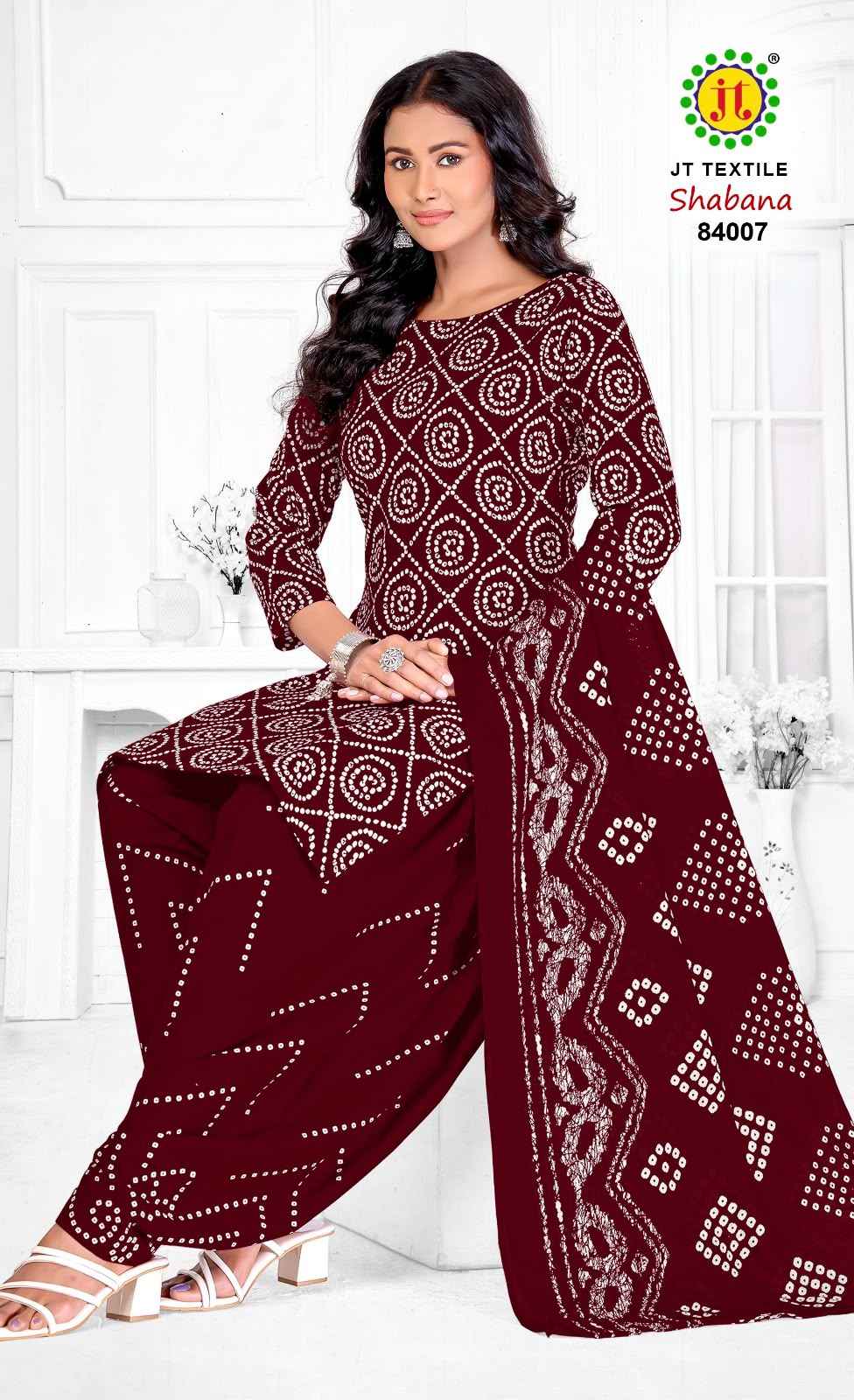 JT SHABANA VOL-84 COTTON BANDHANI PRINTED DRESS MATERIAL 