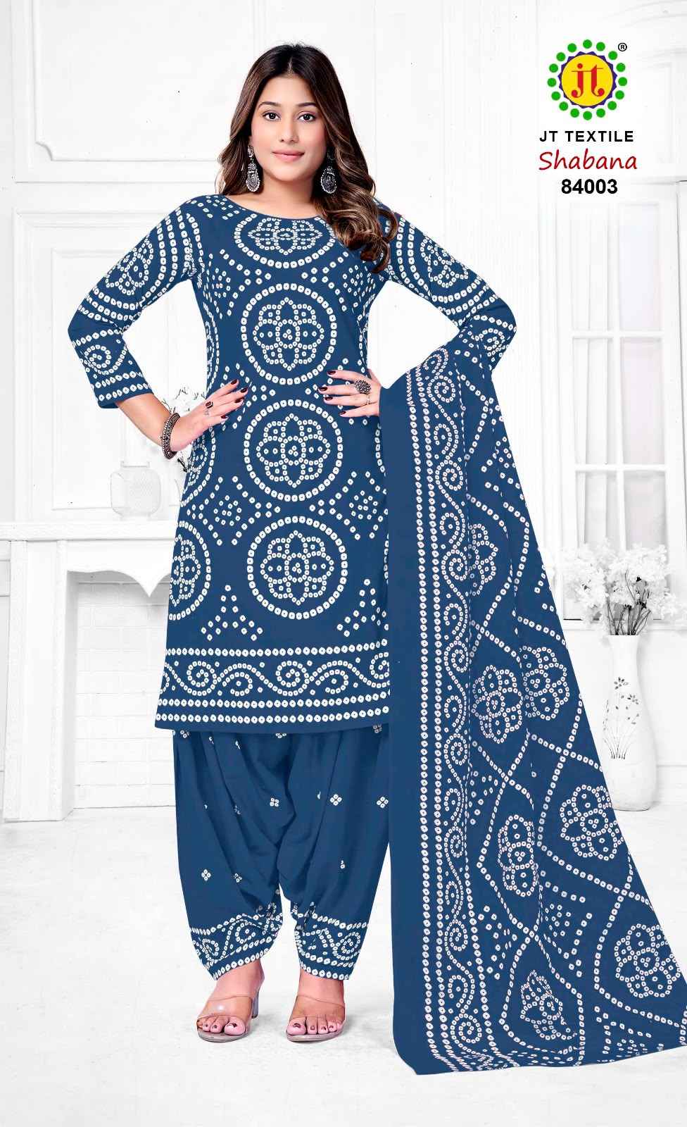 JT SHABANA VOL-84 COTTON BANDHANI PRINTED DRESS MATERIAL 