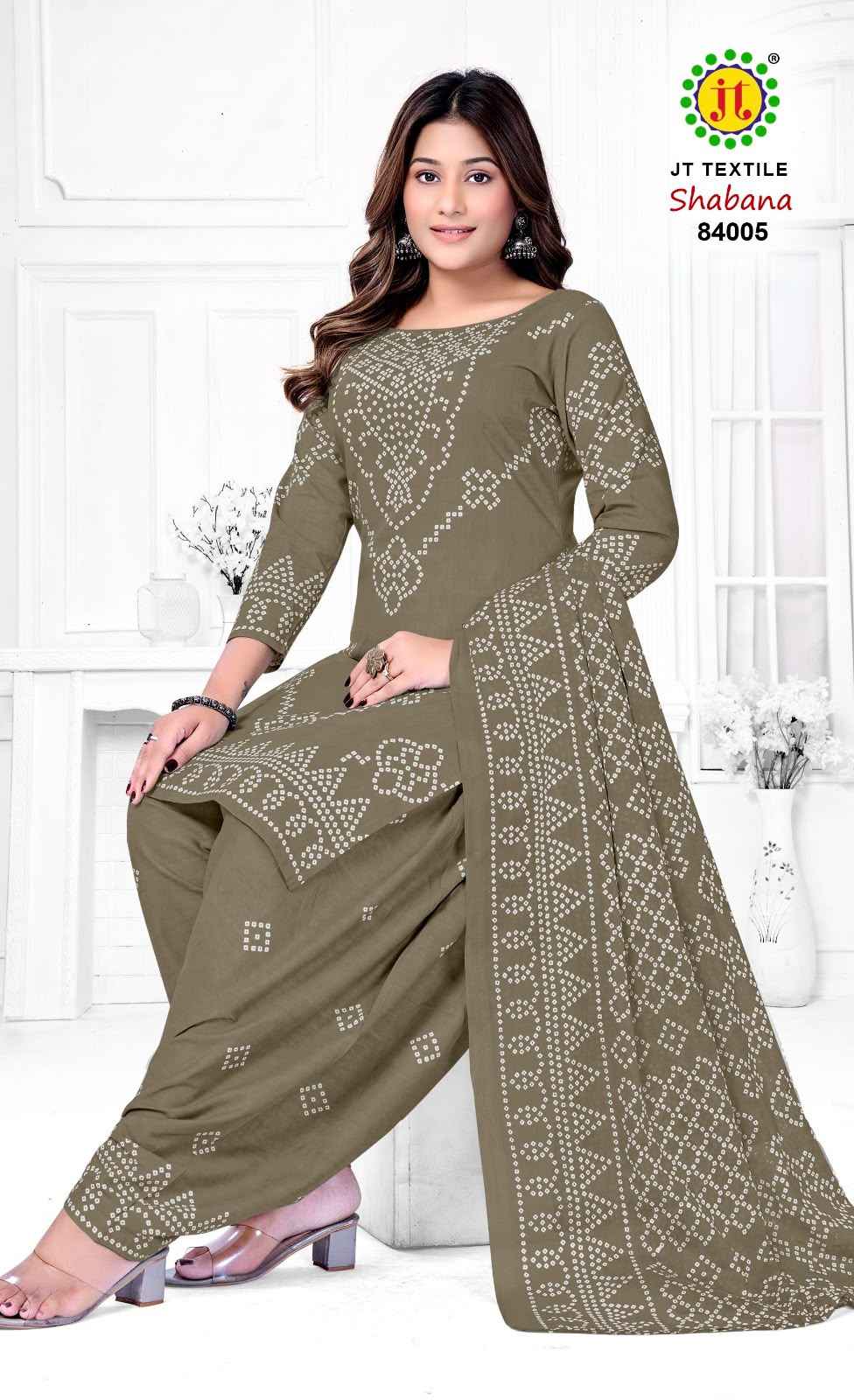 JT SHABANA VOL-84 COTTON BANDHANI PRINTED DRESS MATERIAL 