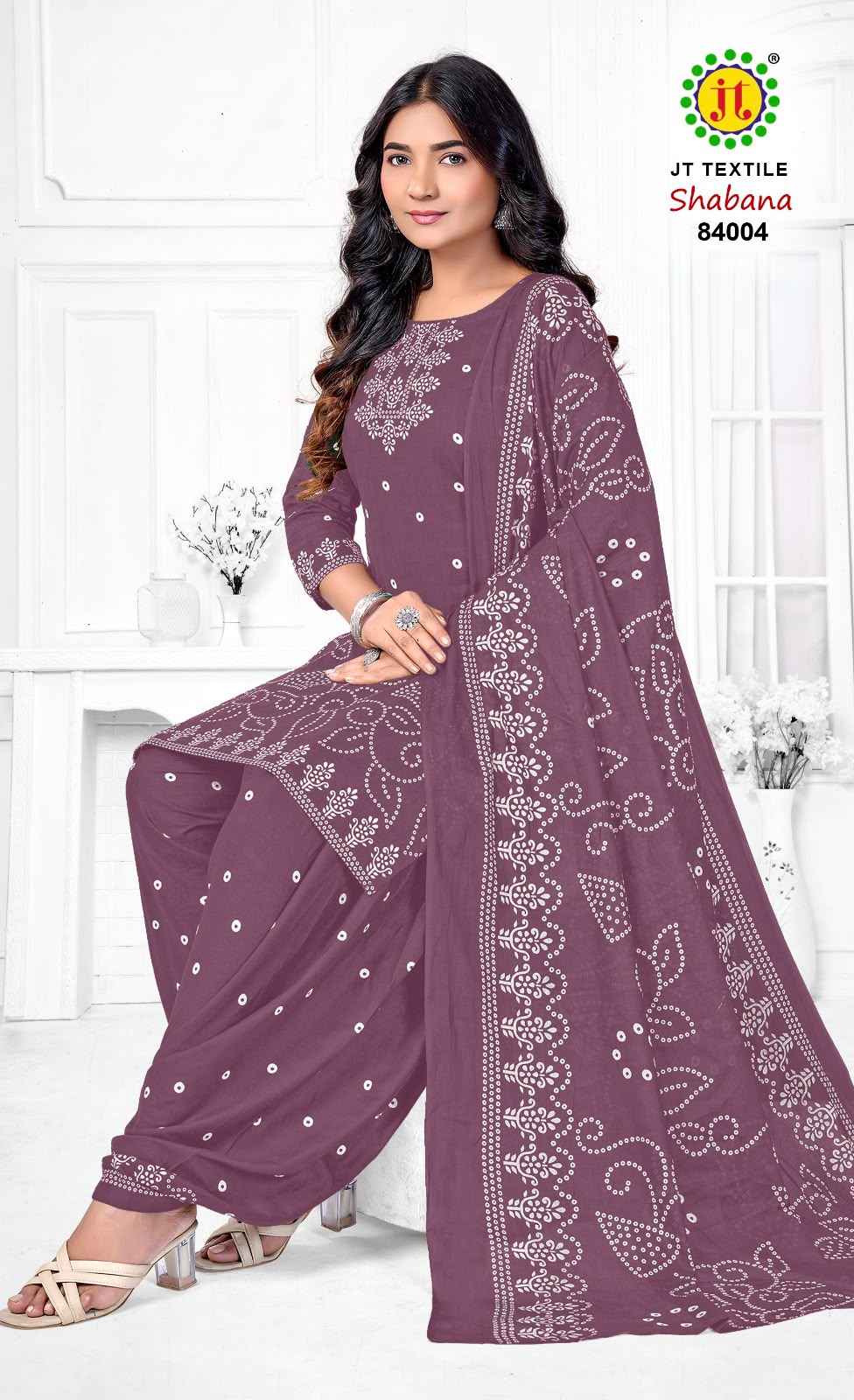 JT SHABANA VOL-84 COTTON BANDHANI PRINTED DRESS MATERIAL 