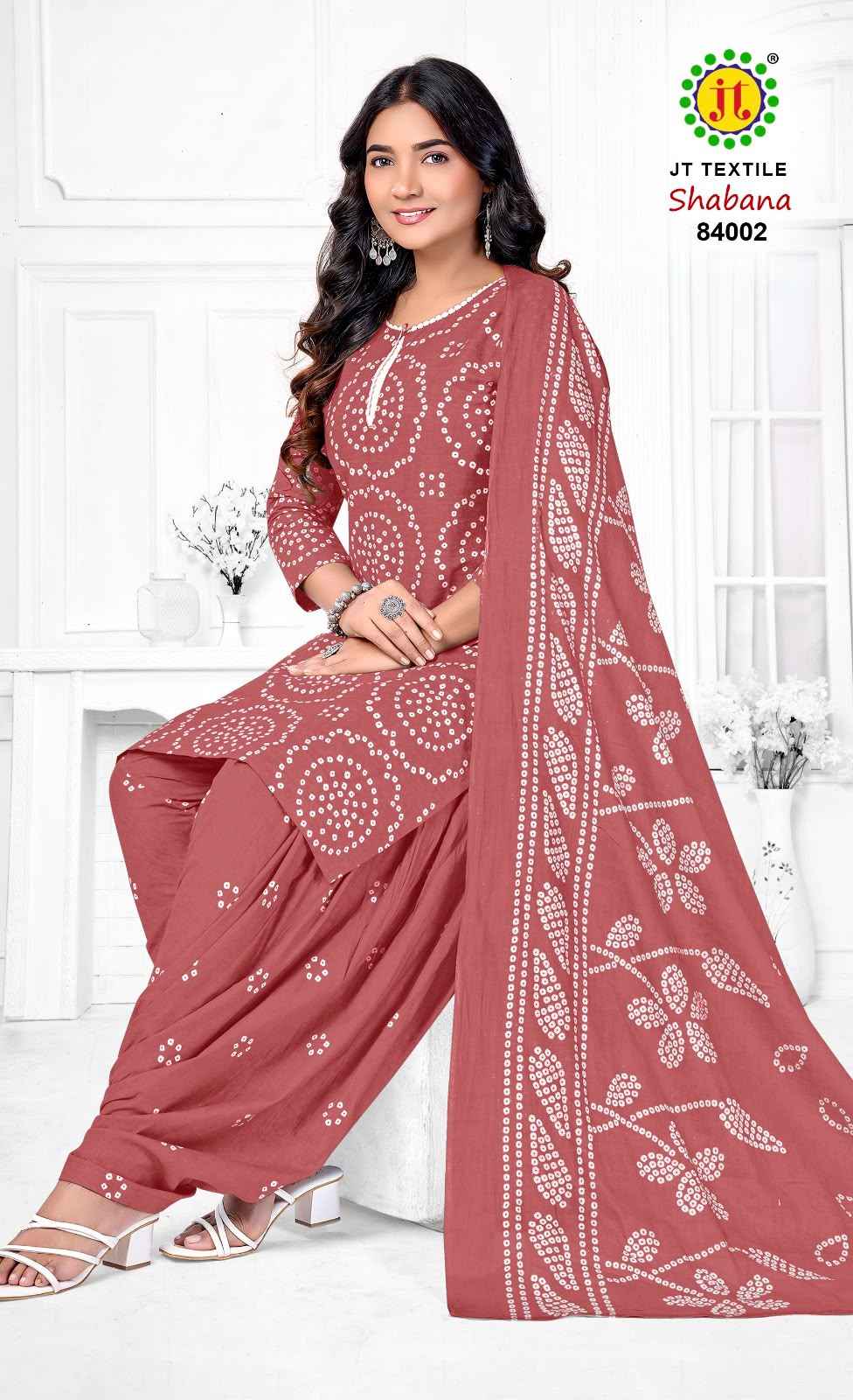 JT SHABANA VOL-84 COTTON BANDHANI PRINTED DRESS MATERIAL 