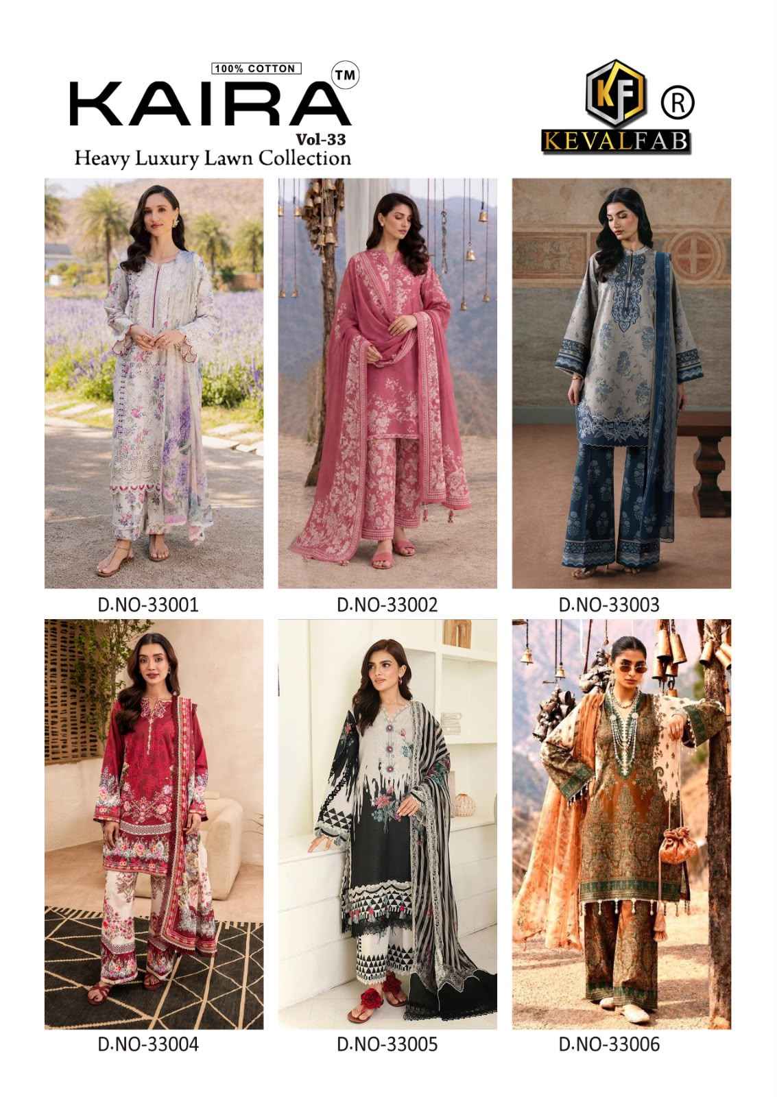 KEVAL FAB KAIRA VOL-33 HEAVY LAWN COTTON PRINTED DRESS MATERIAL
