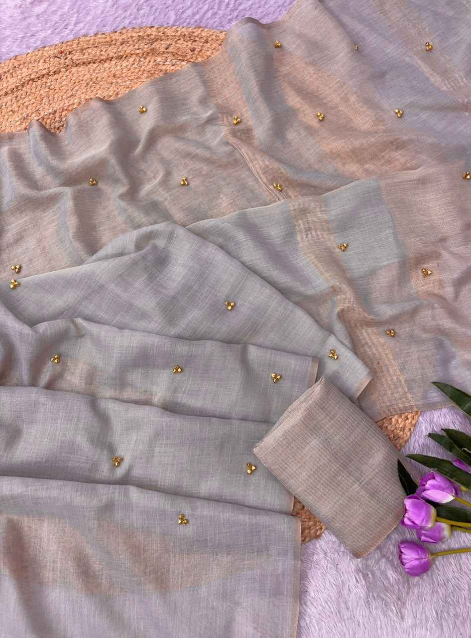 KHADI TISSUE SILK WEAVING GHUNGHROO HAND WORK SAREE 