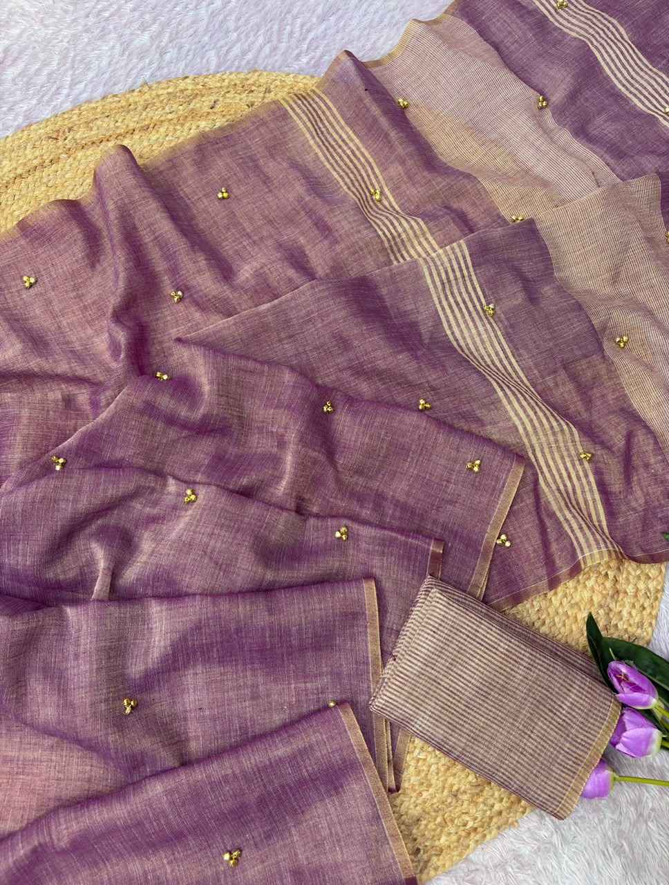 KHADI TISSUE SILK WEAVING GHUNGHROO HAND WORK SAREE 