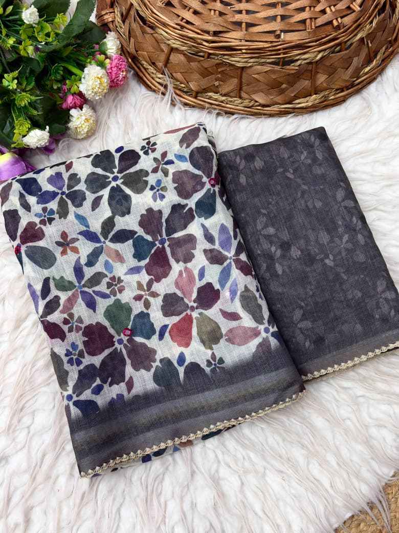 LINEN COTTON MIRROR WITH ARCO WORK SAREE