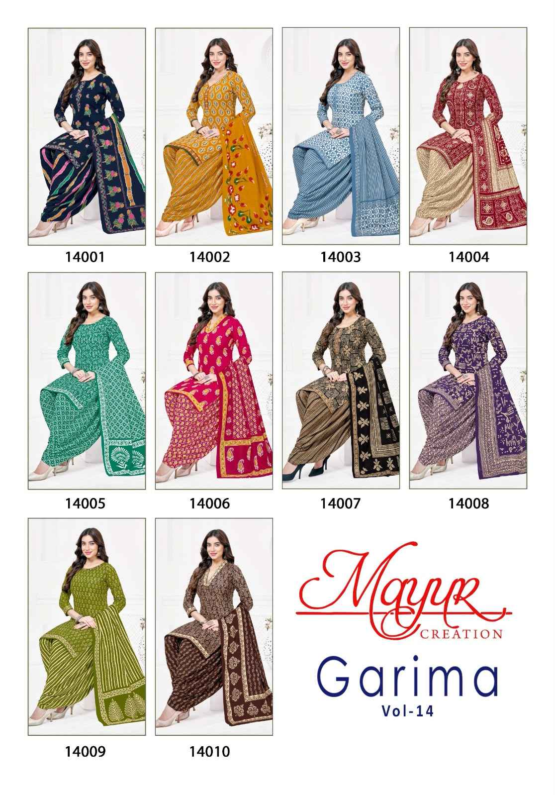 MAYUR GARIMA VOL-14 PURE COTTON PRINTED READYMADE PATIYALA SUIT 