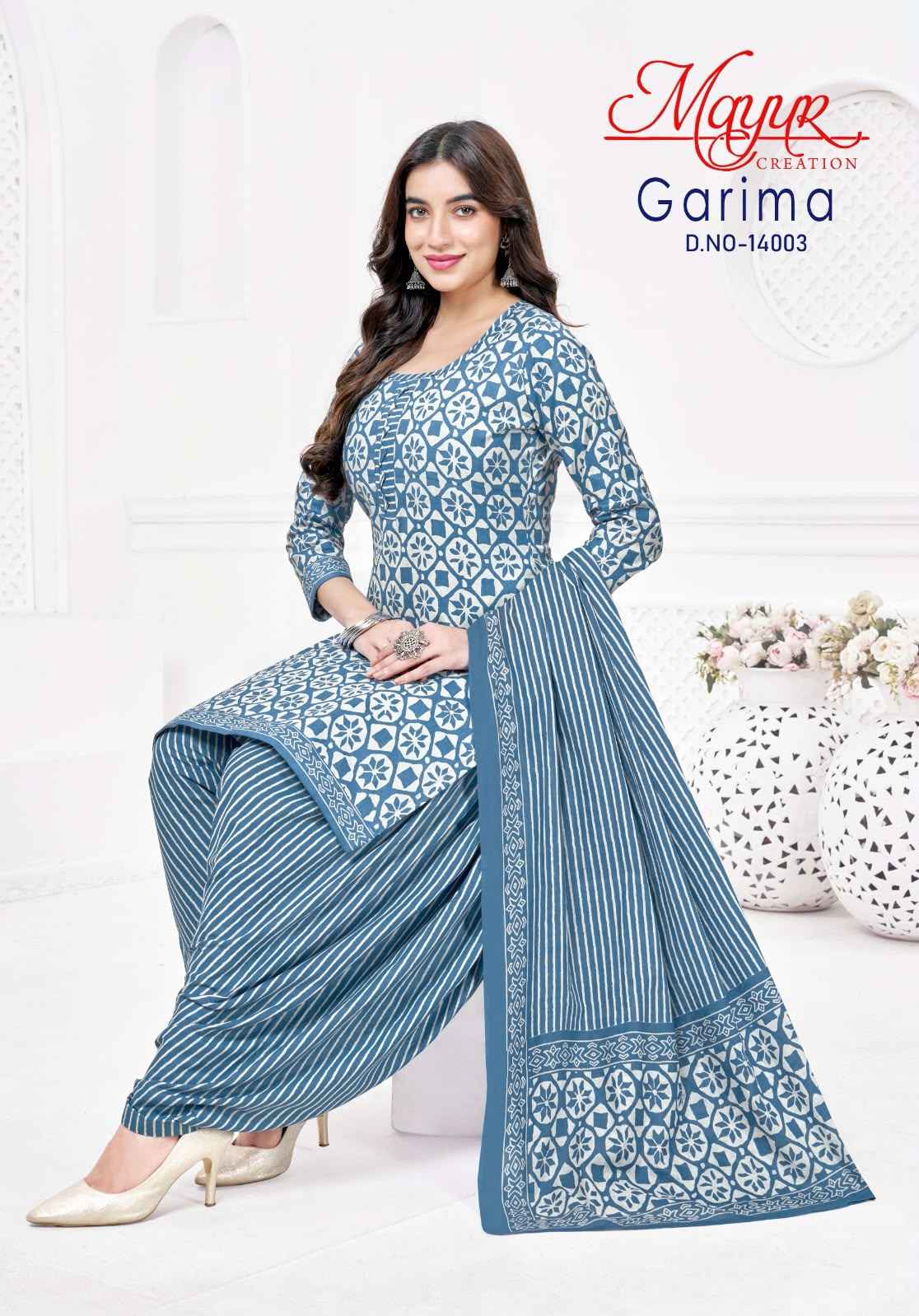 MAYUR GARIMA VOL-14 PURE COTTON PRINTED READYMADE PATIYALA SUIT 