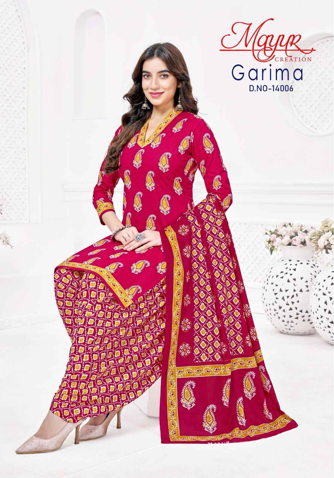 MAYUR GARIMA VOL-14 PURE COTTON PRINTED READYMADE PATIYALA SUIT 