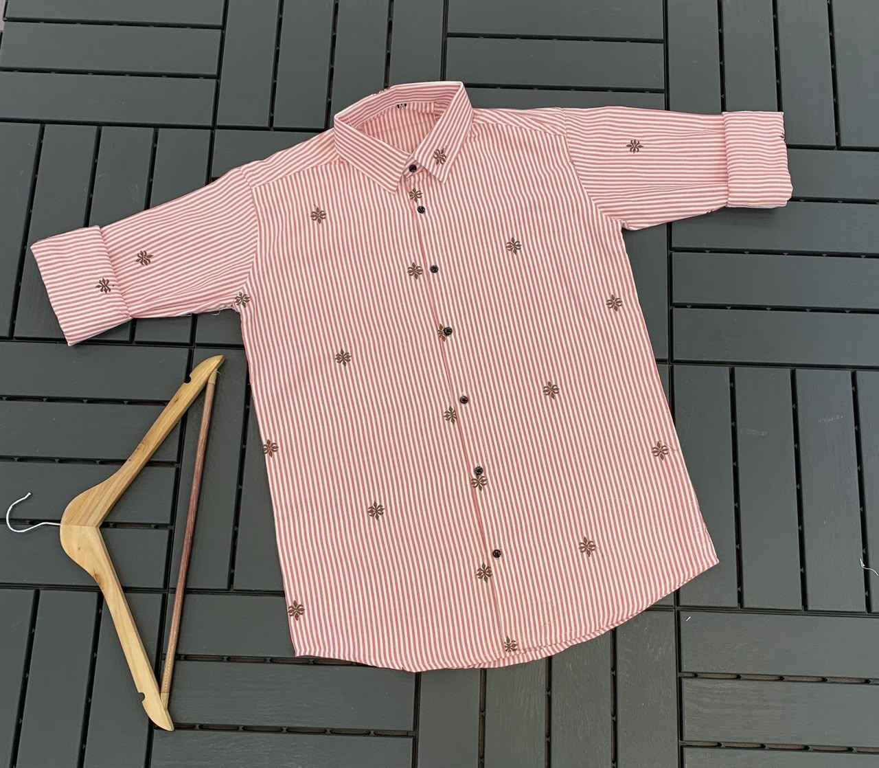 MENS EXCLUSIVE COTTON EMBRODARY WORK STRIPED SHIRT 