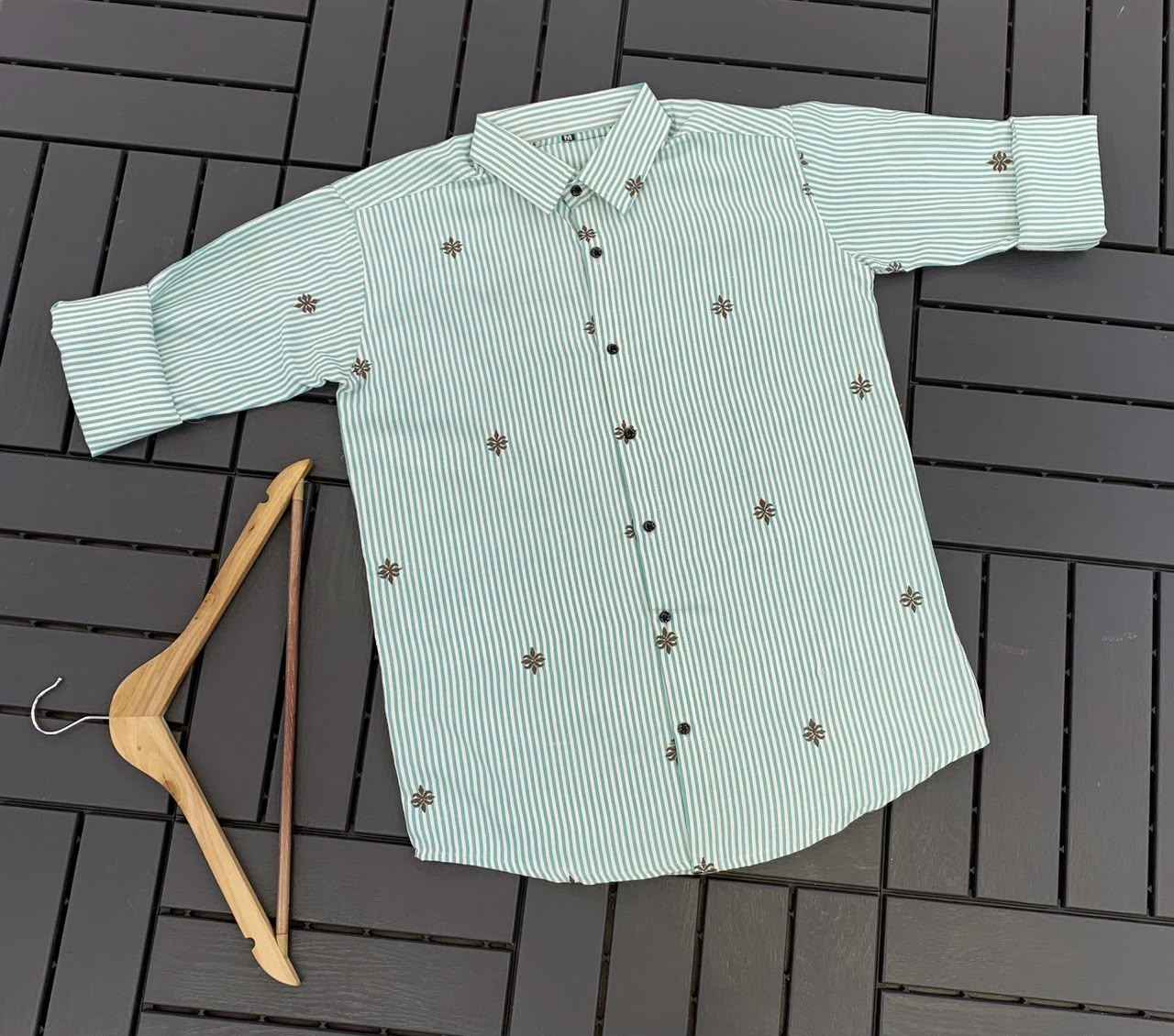 MENS EXCLUSIVE COTTON EMBRODARY WORK STRIPED SHIRT 