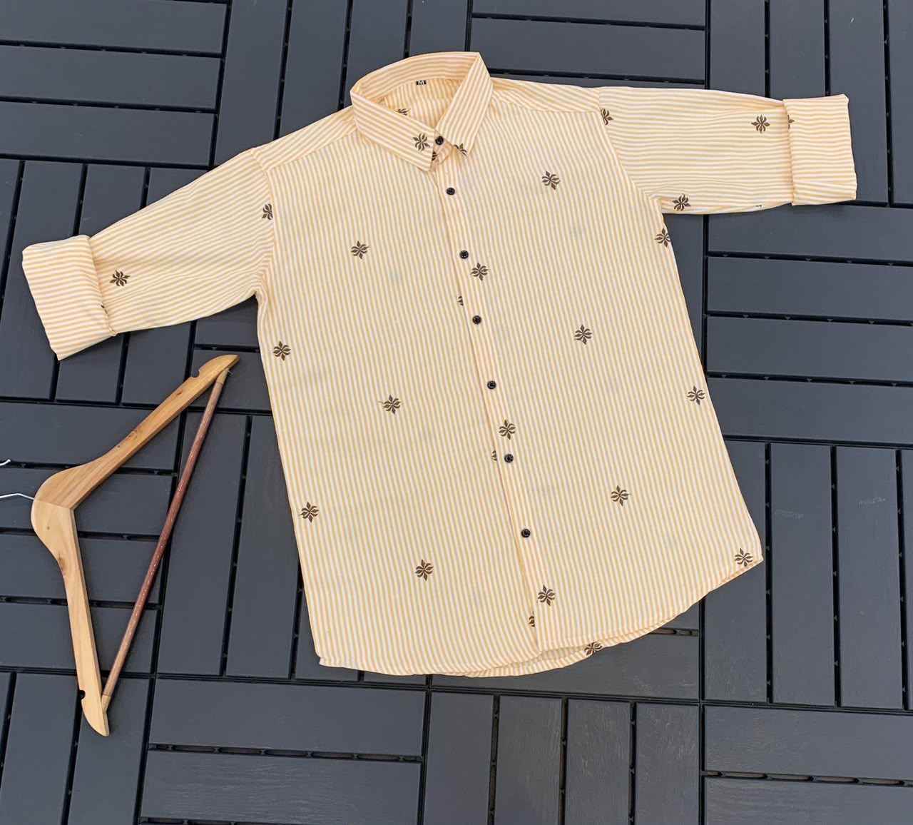 MENS EXCLUSIVE COTTON EMBRODARY WORK STRIPED SHIRT 