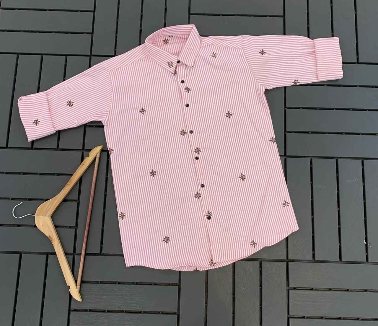 MENS EXCLUSIVE COTTON EMBRODARY WORK STRIPED SHIRT 