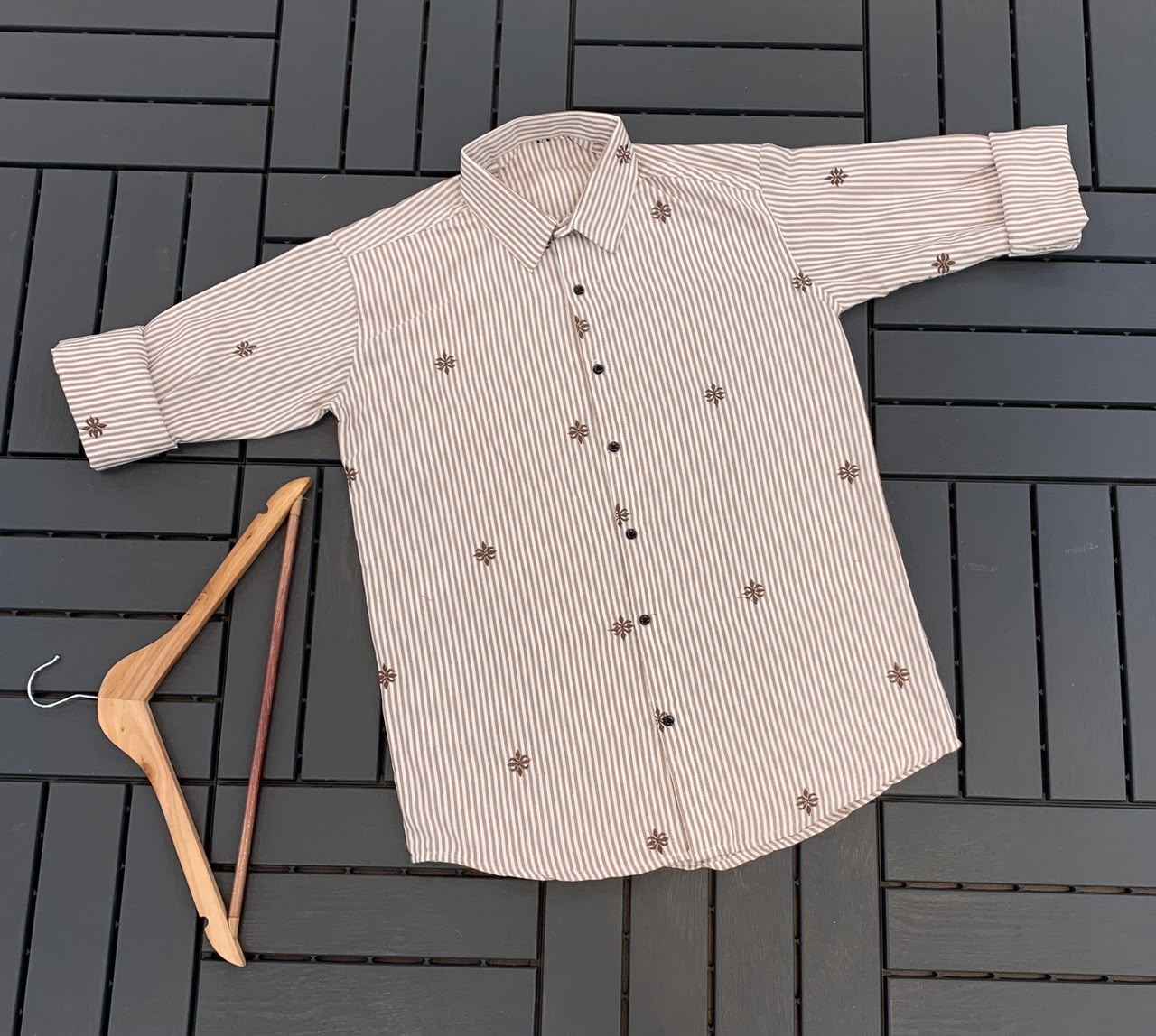 MENS EXCLUSIVE COTTON EMBRODARY WORK STRIPED SHIRT 