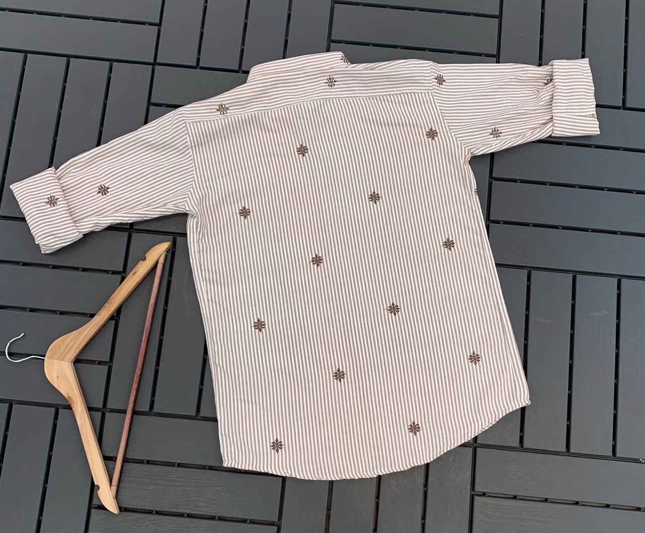 MENS EXCLUSIVE COTTON EMBRODARY WORK STRIPED SHIRT 