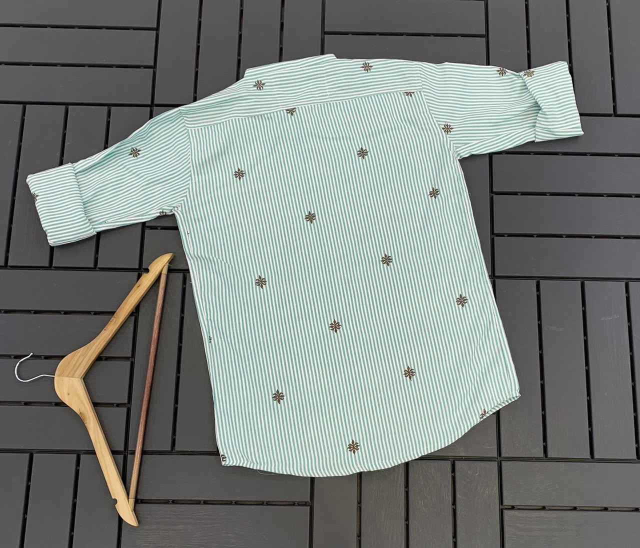 MENS EXCLUSIVE COTTON EMBRODARY WORK STRIPED SHIRT 