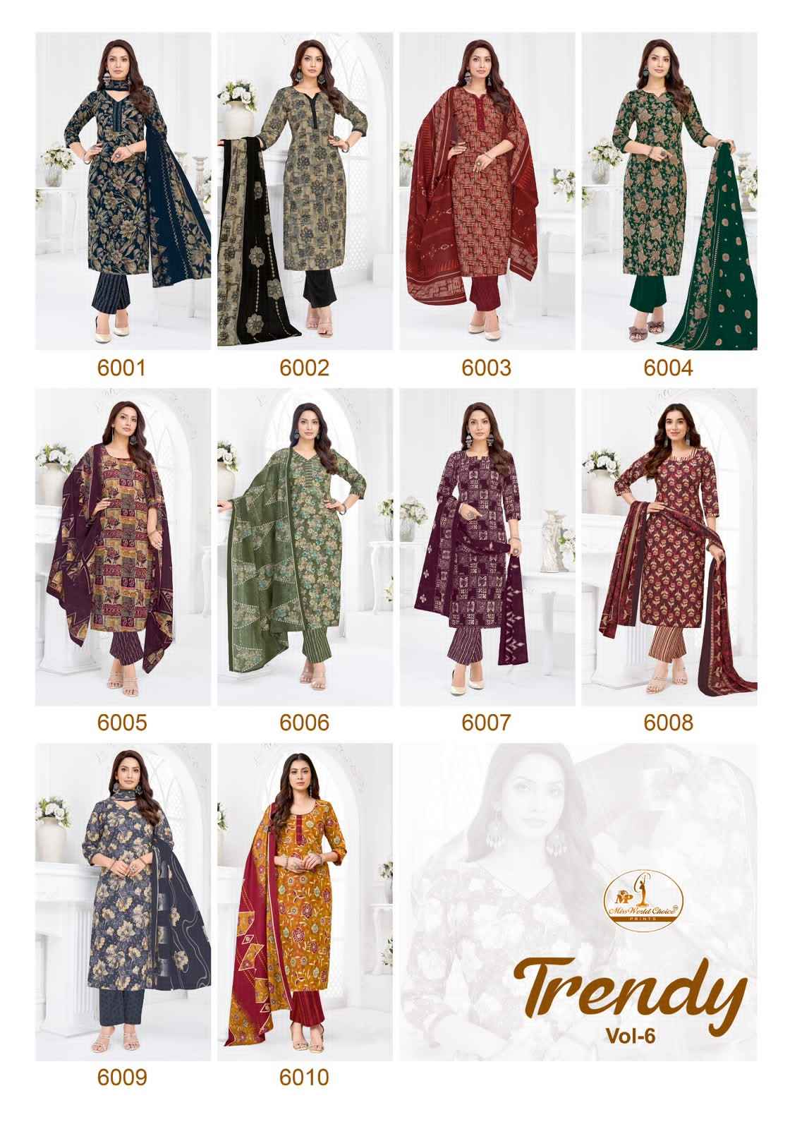 MISS WORLD TRENDY VOL-6 PURE COTTON PRINTED READYMADE SUIT