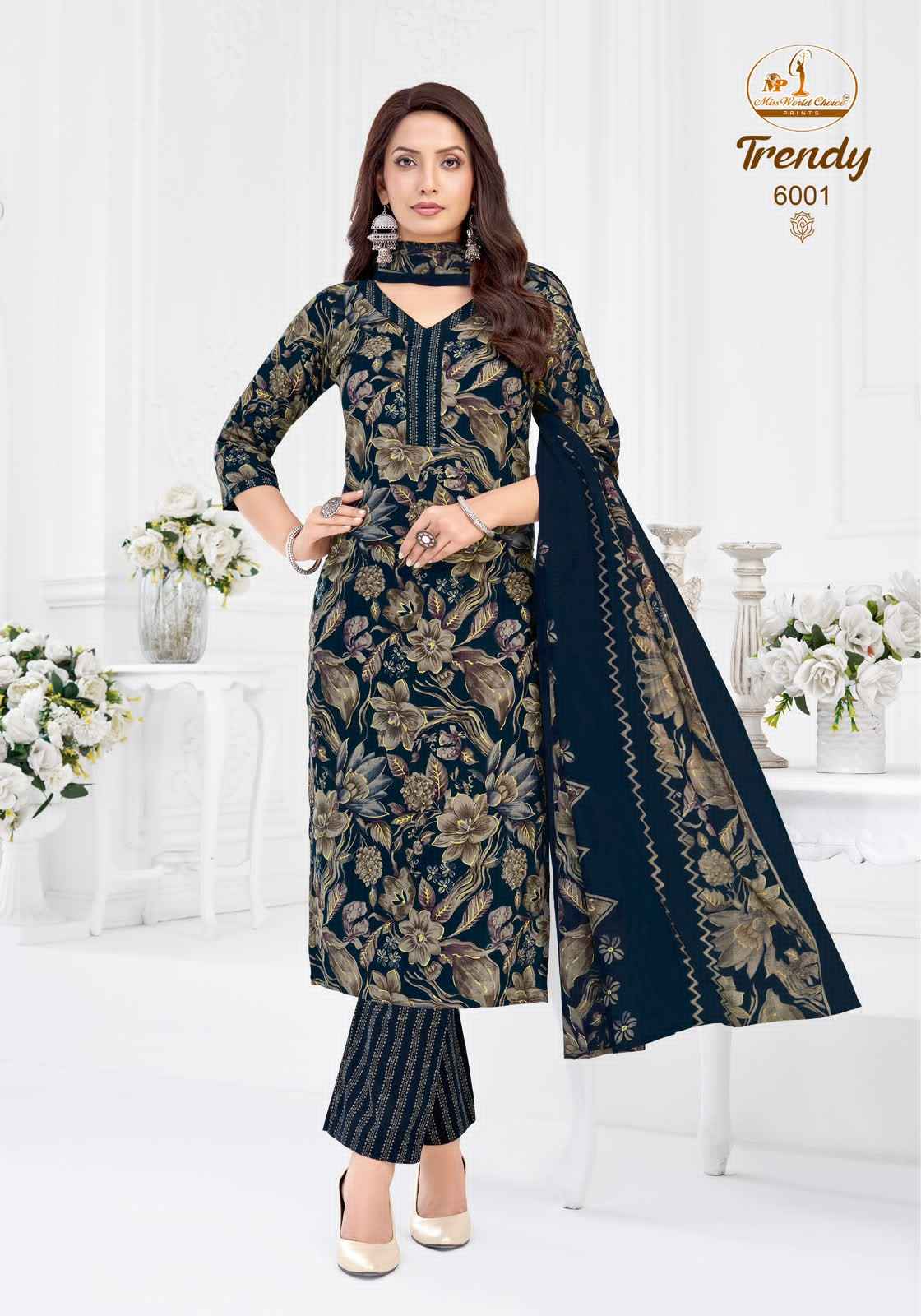 MISS WORLD TRENDY VOL-6 PURE COTTON PRINTED READYMADE SUIT