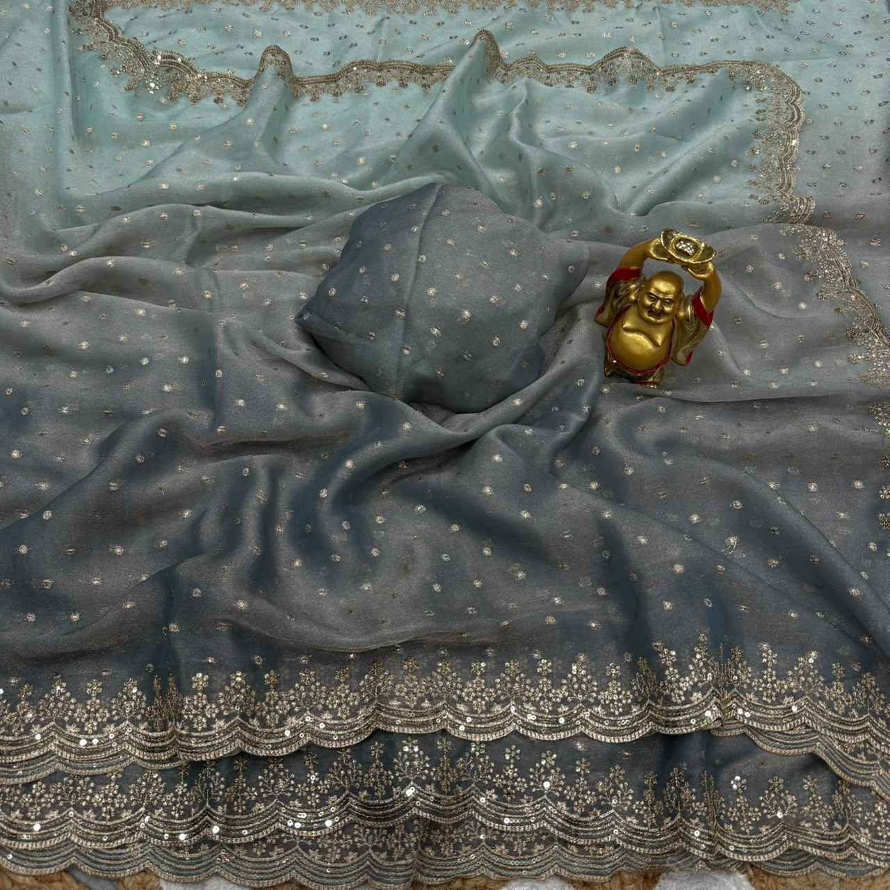 MOSS BUTTI SEQWANCE WORK SAREE