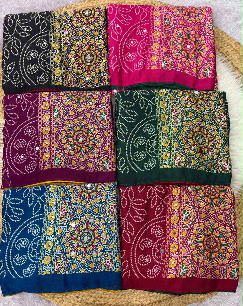 MUL COTTON ORIGINAL MIRROR WORK SAREE 