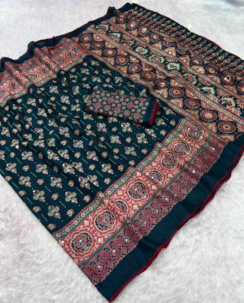 MUL COTTON ORIGINAL MIRROR WORK SAREE 1