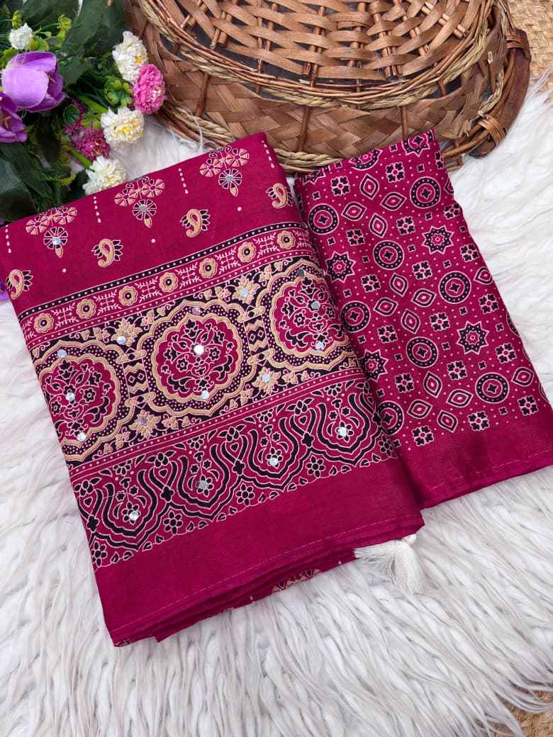 MUL COTTON ORIGINAL MIRROR WORK SAREE 1